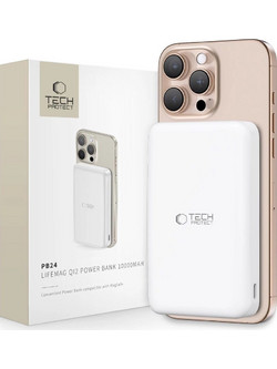 Tech-Protect PB24 Wireless Magsafe Power Bank 10000mAh με Θύρα USB-A & Θύρα USB-C White