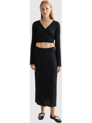 Scotch & Soda Midi Βραδινό Φόρεμα Ριπ Μαύρο UFU00964T-SCU014