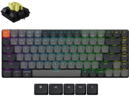 Keychron K3 QMK V3 Ασύρματο Μηχανικό Gaming Πληκτρολόγιο TenKeyLess με Keychron Milk POM Banana Διακόπτες RGB Black