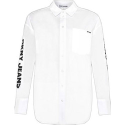 DKNY Μακρυμάνικο Γυναικείο Πουκάμισο Βαμβακερό Λευκό E31M1RDM-9173