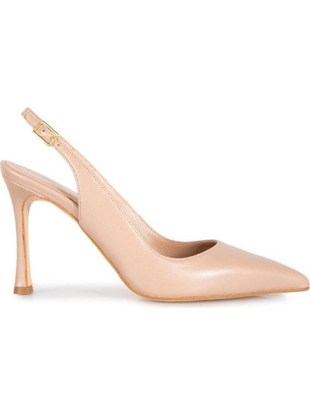 Mourtzi Γόβες Slingback Λουστρίνι με Τακούνι Στιλέτο Μπεζ 85-85702