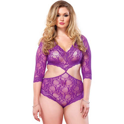 Leg Avenue Sexy Κορμάκι Slip See Through με Δαντέλα Μωβ 714718500942