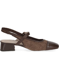 Caprice Γόβες Slingback Δερμάτινες με Χοντρό Χαμηλό Τακούνι Σοκολατί 9-29604-46-329