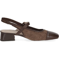 Caprice Γόβες Slingback Δερμάτινες με Χοντρό Χαμηλό Τακούνι Σοκολατί 9-29604-46-329