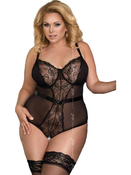Softline Amelia Sexy Κορμάκι Brazil Αυτοκινήτου See Through με Δαντέλα Μαύρο SFL1857