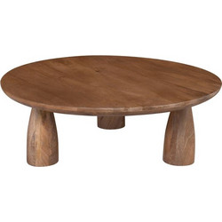 Woodwell Aztec Τραπεζάκι Σαλονιού Στρογγυλό Μασίφ Ξύλο με Ξύλινη Βάση Φ75xΥ37cm ΕΑ7502,2