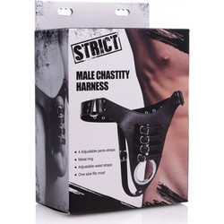 Master Series Strict Male Chastity Harness Strap On Μαύρο