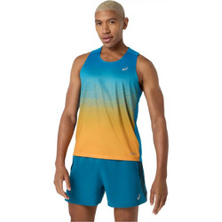 ASICS Road Fade Singlet Ανδρικό Αθλητικό T-Shirt Μπλε Πορτοκαλί 2011D522-400