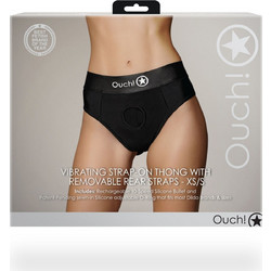 Ouch! Thong Εσώρουχο Strap On με Δόνηση Μαύρο