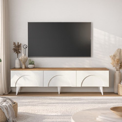 Megapap Έπιπλο Τηλεόρασης Μοριοσανίδα Άσπρο Μ150xΠ32.3xΥ42.1cm Bono GP042-0376,1
