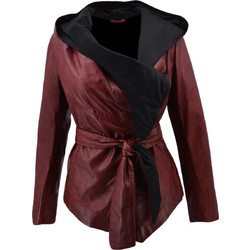 Leather 100 Γυναικείο Μπουφάν Χειμωνιάτικο Δερμάτινο Μακρύ Μπορντό 37-W-2070-L
