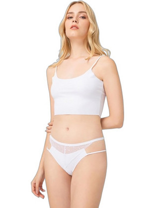 Cottonhill Γυναικείο Sexy Brazil με Δαντέλα Λευκό CH5104
