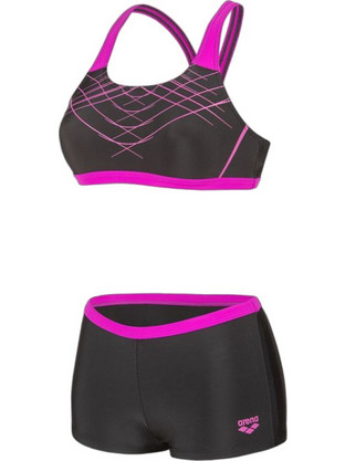 Arena Proposal Αθλητικό Bikini Set Μπουστάκι Boxer Μαύρο Φούξια 010804-590
