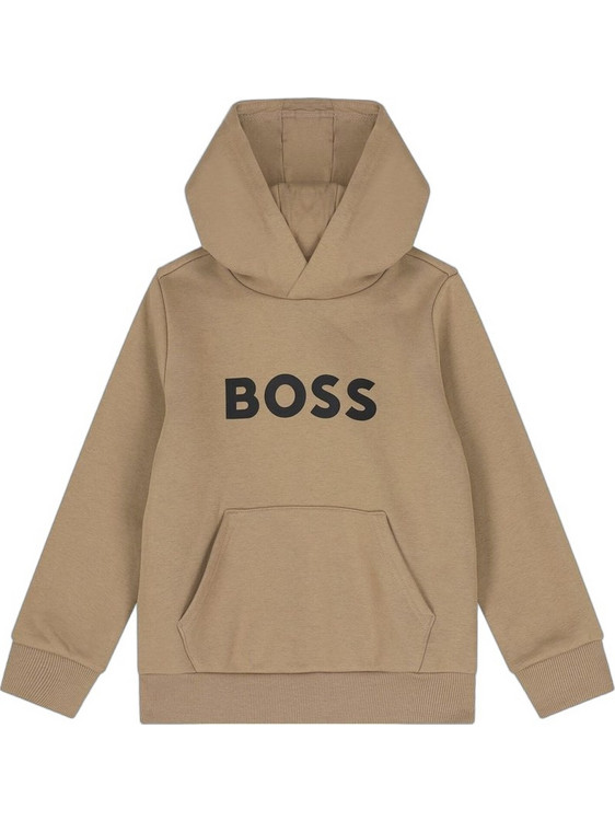 BOSS Παιδικό T-Shirt Μακρυμάνικο με Κουκούλα Εκρού J52351-269
