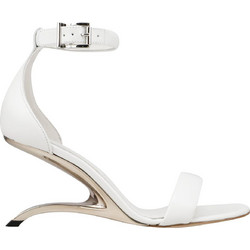Alexander McQueen Γυναικεία Πέδιλα Δερμάτινα Λευκά με Λεπτό Ψηλό Τακούνι 700080WIC71-9359