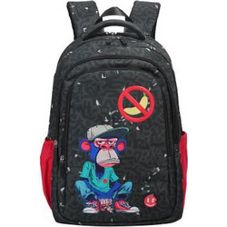 Lyc Sac Me and My Monkey Σχολική Τσάντα Πλάτης Δημοτικού Μαύρη 03726