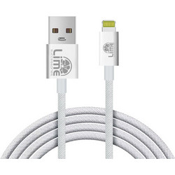 Lime LBUL01 Braided USB-A to Lightning Cable 1m White
