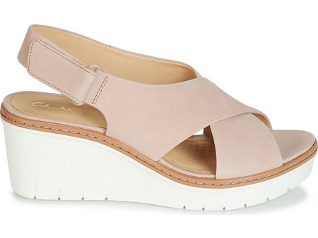 Clarks Καλοκαιρινές Γυναικείες Πλατφόρμες Χαμηλές Δερμάτινες Nude 26141165