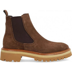 Alpe Γυναικεία Μποτάκια Chelsea Suede Καφέ με Χοντρό Χαμηλό Τακούνι 5484