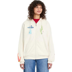 Volcom Mickey Mason Γυναικεία Ζακέτα Φούτερ Μακριά με Κουκούλα και Φερμουάρ Εκρού B4812601-OFW
