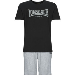 Lonsdale Αθλητικό Ανδρικό Σετ T-Shirt & Βερμούδα Χειμερινό Μαύρο Γκρι 117193-1525