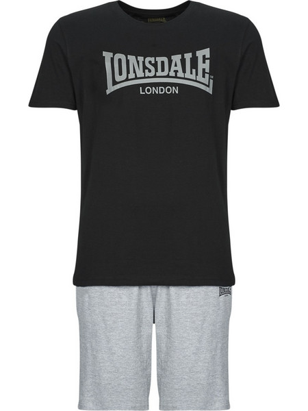 Lonsdale Αθλητικό Ανδρικό Σετ T-Shirt & Βερμούδα Χειμερινό Μαύρο Γκρι 117193-1525