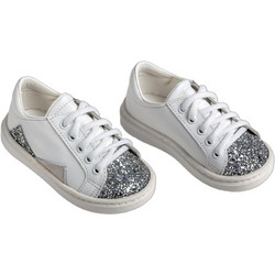 Everkid Βαπτιστικά Sneakers για Κορίτσι Δερμάτινα Ανατομικά Λευκά Ασημί K575A