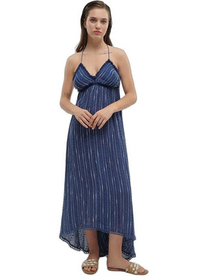 Inart Ble Maxi Καλοκαιρινό Βραδινό Φόρεμα Navy Μπλε 5-41-080-0040