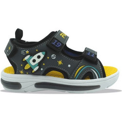 Fila Rocket Παιδικά Πέδιλα για Αγόρι Ανατομικά με Φωτάκια Μαύρα Κίτρινα 3YN61005-350