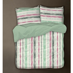 Isadore Lorraine Σετ Σεντόνια Μονά Βαμβακερά 160x260 Skystripe Green