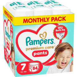 Pampers Premium Care Pants Monthly Pack Πάνες Βρακάκι No7 15+Kg 84τμχ
