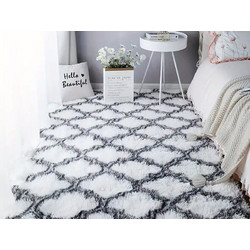 Γαρύφαλλο Fluffie Χαλί Ορθογώνιο 140x200cm Λευκό Μαύρο