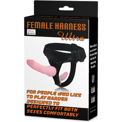 Baile Ultra Female Harness Strap On με Διπλό Dildo Flesh