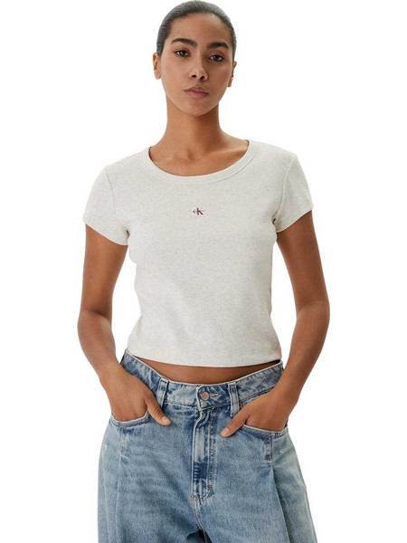 Calvin Klein Γυναικείο Καλοκαιρινό Crop Top Ριπ Γκρι LV047C200G-P4P