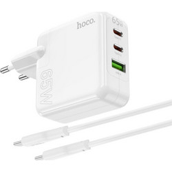 Hoco C115A Φορτιστής με Καλώδιο USB-C με Θύρα USB-A & 2 Θύρες USB-C 100W Quick Charge 3.0 & Power Delivery