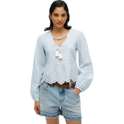Superdry Γυναικείο Καλοκαιρινό Crop Top Λευκό Γαλάζιο W6012100A-2U7