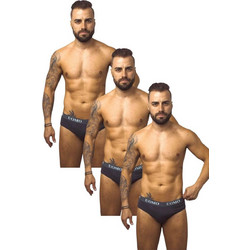 Uomo Ανδρικά Σλιπ Βαμβακερά Ανθρακί 3Pack 10026