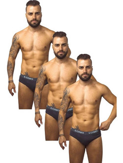 Uomo Ανδρικά Σλιπ Βαμβακερά Ανθρακί 3Pack 10026