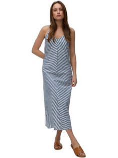 Vero Moda Midi Καλοκαιρινό Καθημερινό Φόρεμα Λευκό Γαλάζιο 10345674