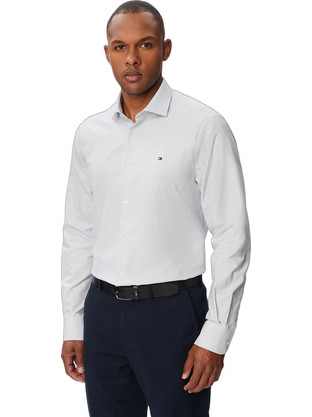 Tommy Hilfiger Ανδρικό Πουκάμισο Βαμβακερό Μακρυμάνικο Κανονική Γραμμή Γαλάζιο MW0MW43747-DCC