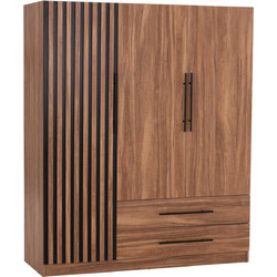 B2BMarkt Τρίφυλλη Ντουλάπα Ρούχων Harry Καφέ 150x55x180cm 0513779