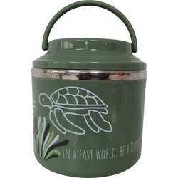 Abo In a Fast World Be a Turtle Ανοξείδωτο Παιδικό Δοχείο Φαγητού Ισοθερμικό Χακί 660ml