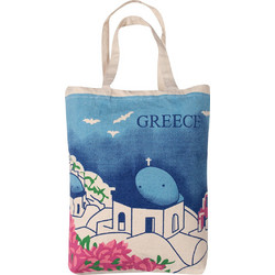 Silk Fashion Greece 20 Υφασμάτινη Τσάντα Θαλάσσης Ώμου Μπλε 40x40cm