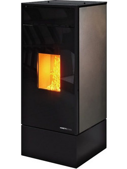 Moretti Design Kubic Relax 14 Leather Steel Σόμπα Pellet Αεραγωγών Αερόθερμη 14kW