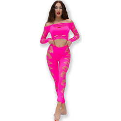 Chilirose Sexy Two Piece Set See Through Φούξια CR4632