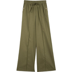 TWINSET Ψηλόμεση Υφασμάτινη Γυναικεία Παντελόνα Loose Εφαρμογή με Λάστιχο Χακί 261TT2231-00914