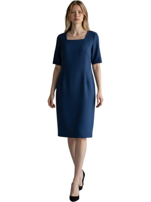 Baziana Midi Καλοκαιρινό Βραδινό Φόρεμα Navy Μπλε 904-26