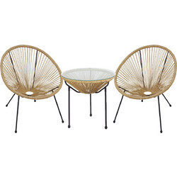 ArteLibre Ganymede Σετ Τραπεζαρία Κήπου Rattan 3τμχ Καφέ 14990486