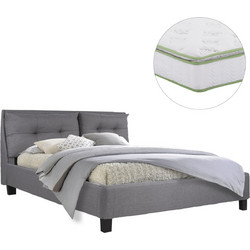 HomeMarkt Billie Κρεβάτι Υπέρδιπλο Υφασμάτινο με Στρώμα & Τελάρο 160x200cm HM21284.03