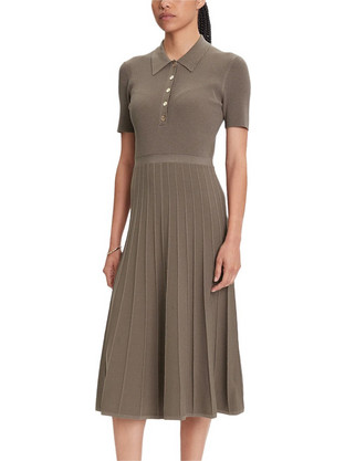 Michael Kors Midi Καθημερινό Φόρεμα Μεταξωτό Καφέ MT5834F33D-244